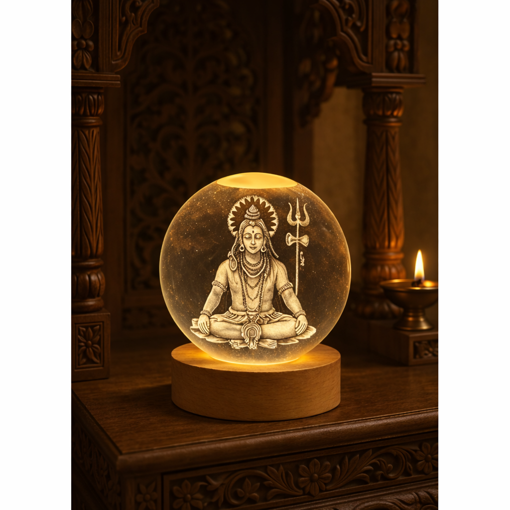 Mahadev Crystal LED Lamp